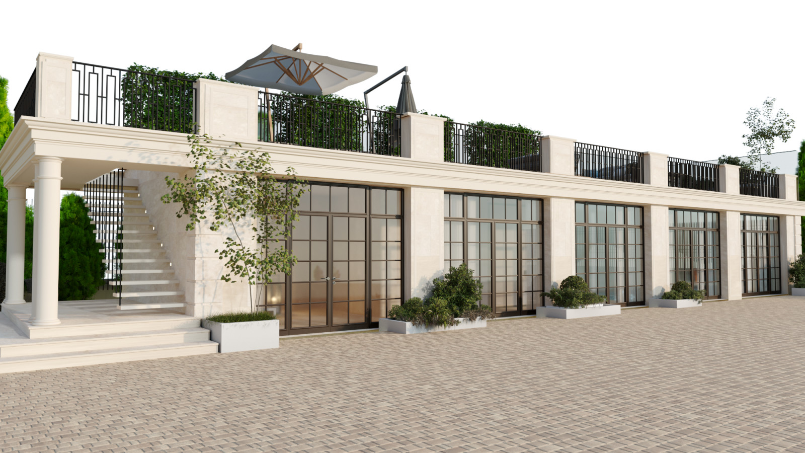 Ландшафтный проект участка с зоной барбекю и банным комплексом..