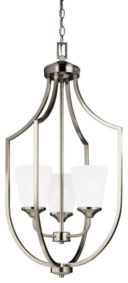 Three Light Foyer-Brushed Nickel Finish-Incandescent Lamping Type - Chandelier
