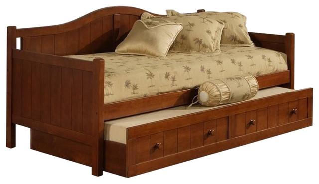 Bowery Hill Solid Wood Twin Size Daybed with Trundle in Cherry