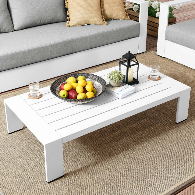 Lounge Coffee Table, Rectangular, Aluminum, Modern, Outdoor Patio ...