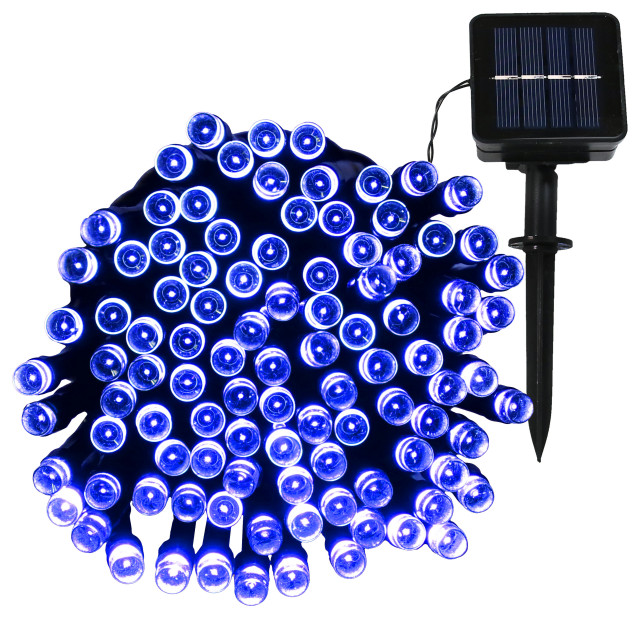 Sunnydaze Solar Powered Garden Patio String Lights, Blue, 1 Set
