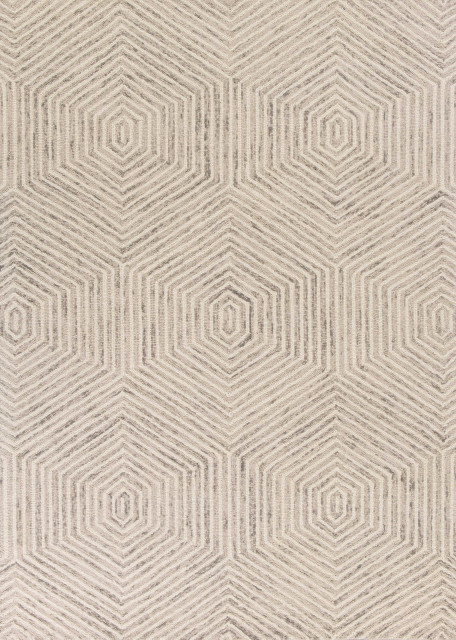 HomeRoots 5' x 7' Ivory Geometric Hexagon Wool Indoor Area Rug