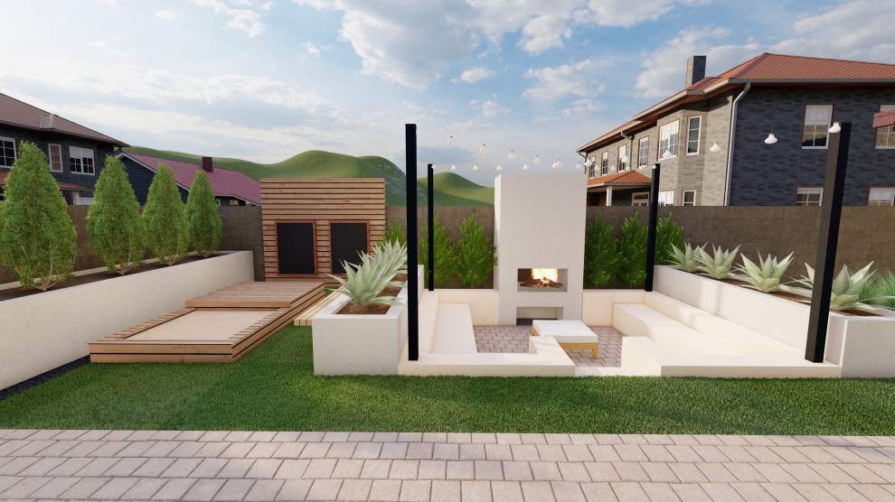 Design ideas for a small modern backyard garden in Phoenix.