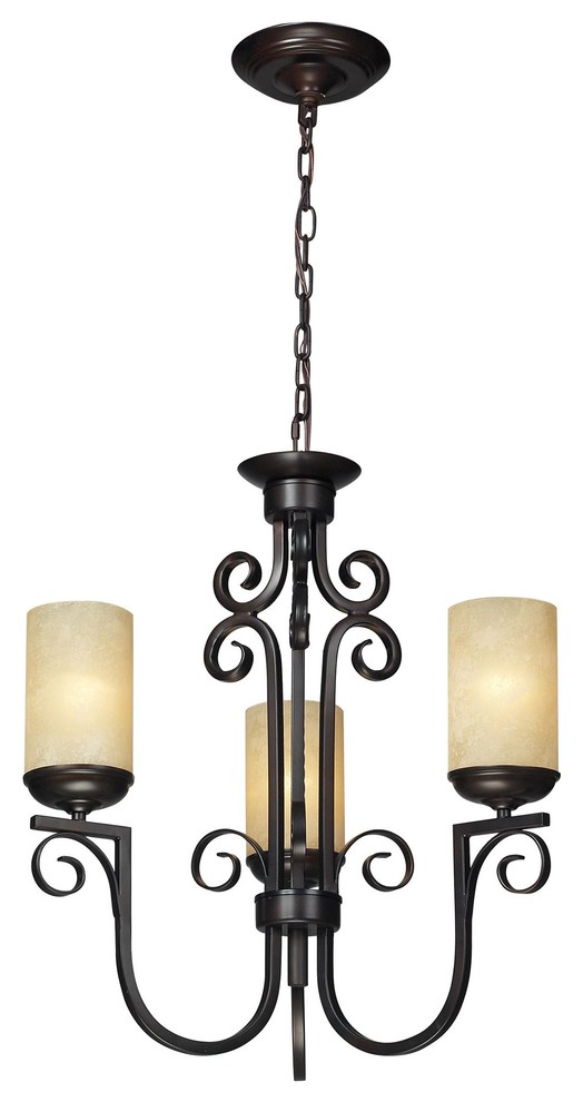 Three Light Aged Bronze Candle Chandelier Mediterranean Chandeliers