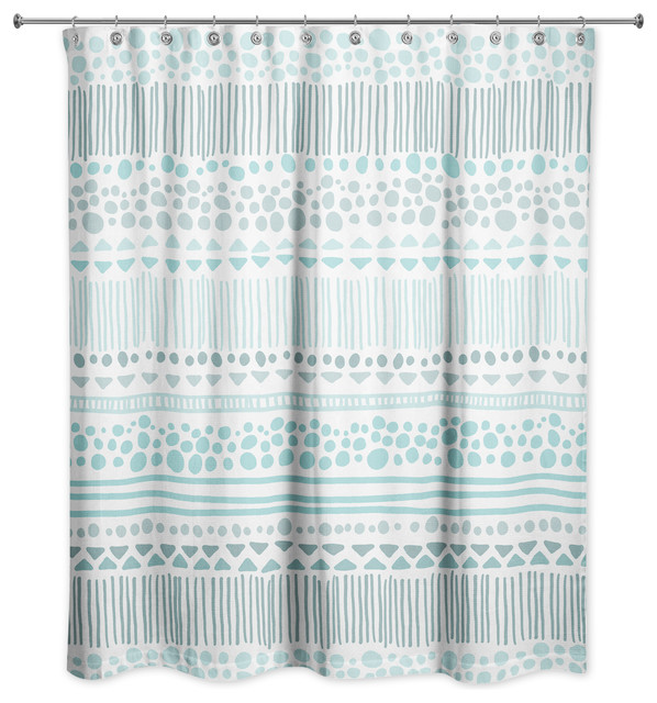 Blue Boho Tribal Shower Curtain Contemporary Curtains By Designs Direct Houzz Blue Boho Tribal Shower Curtain, Shower Curtains Blue