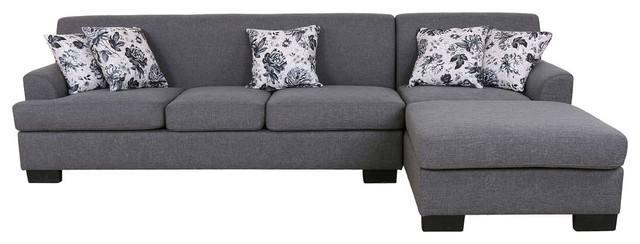 Allen Modern Fabric Reversible Sectional Sofa Set Transitional Allen Modern Fabric Reversible Sectional Sofa Set Gray