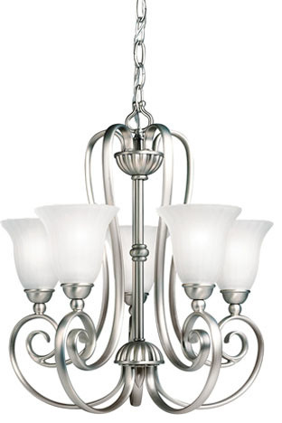 Willowmore 5-Light Chandelier, Brushed Nickel Distressed Etched Glass