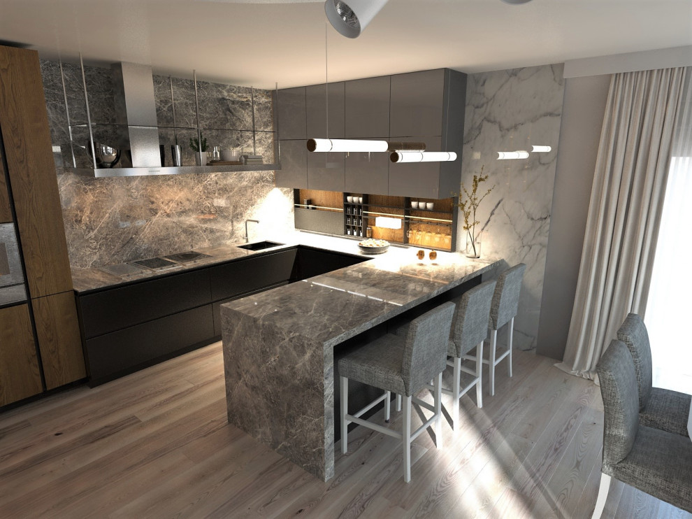 Кухня+столовая+гостиная