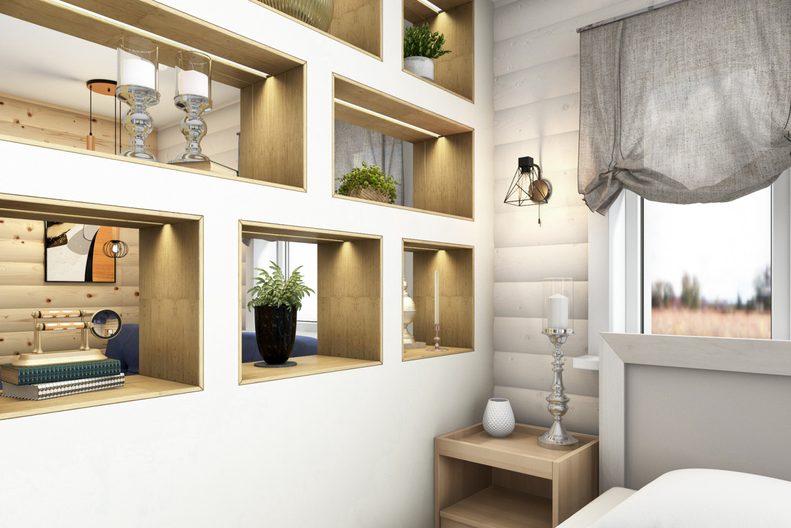 Блок-хаус в интерьере небольшого частного дома