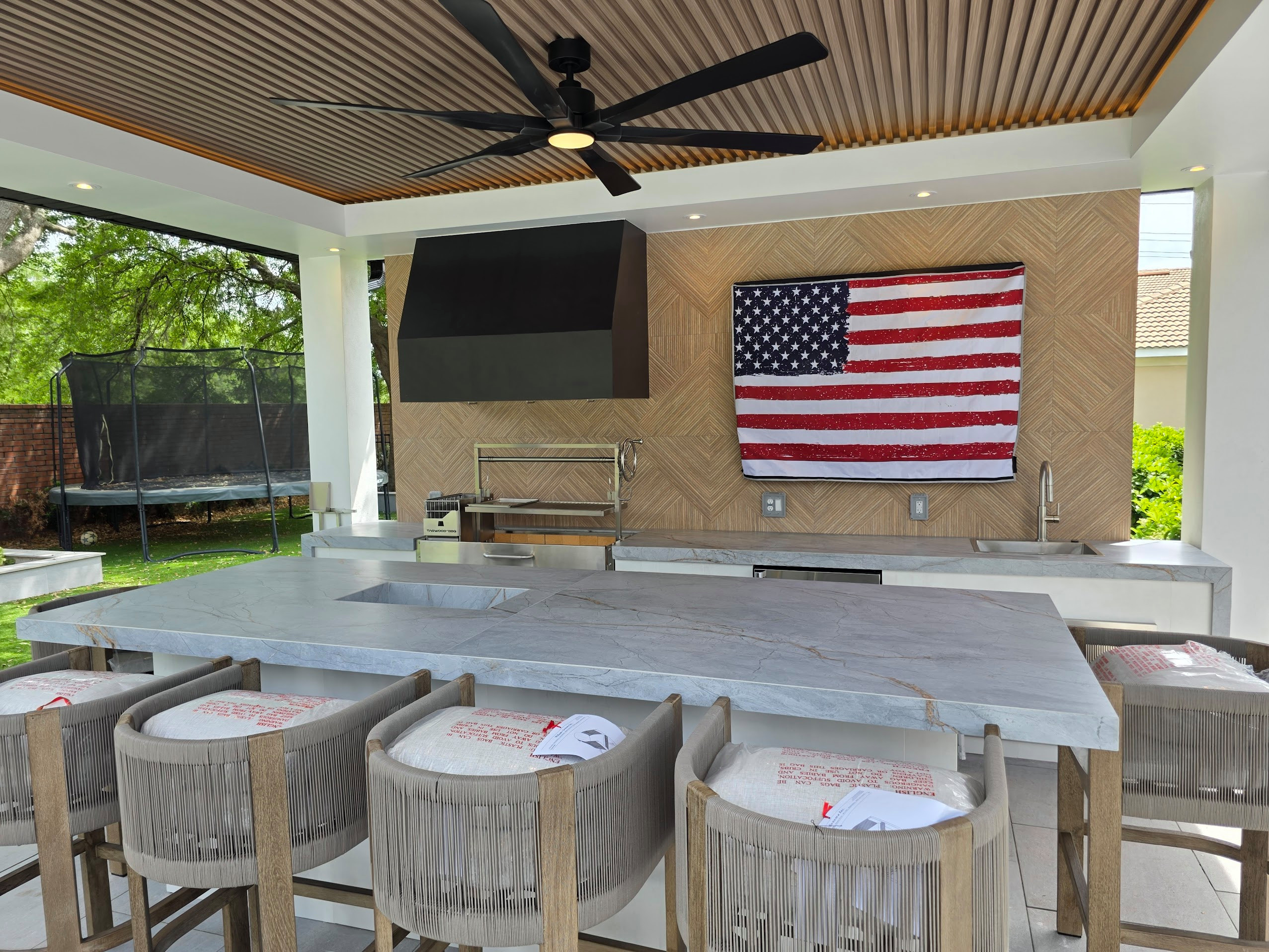 Pool Deck and Gazebo with Summer Kitchen