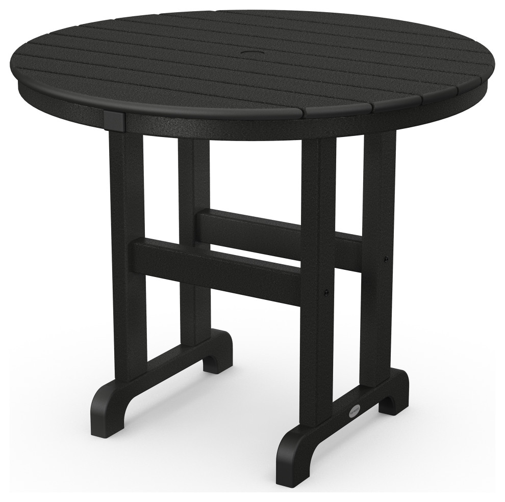 Polywood 36" Round Farmhouse Dining Table Transitional Outdoor Dining Tables by POLYWOOD