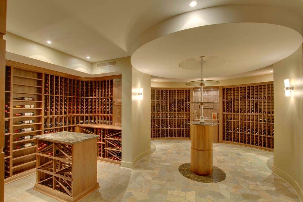 Inspiration for a contemporary wine cellar in Montreal.