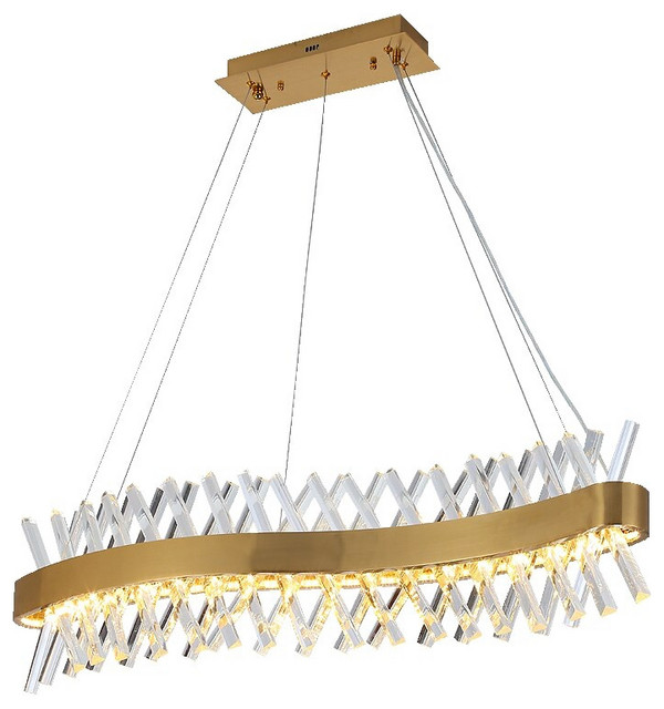 Modern Led Gold Plated Crystal Dining Room Chandelier