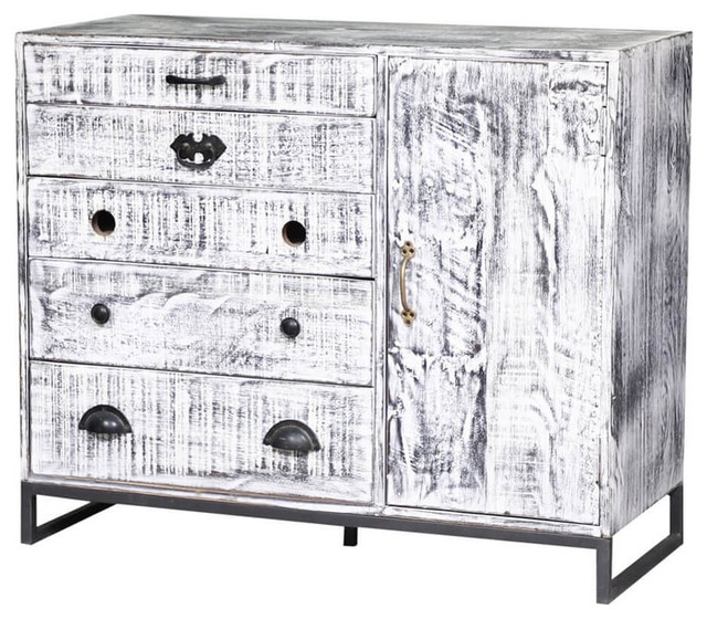 Jacksonville White Wash Reclaimed Wood 4 Drawer Storage