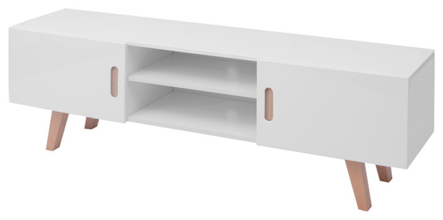vidaXL MDF High Gloss TV Stand, White, 150x46.5x48.5 cm