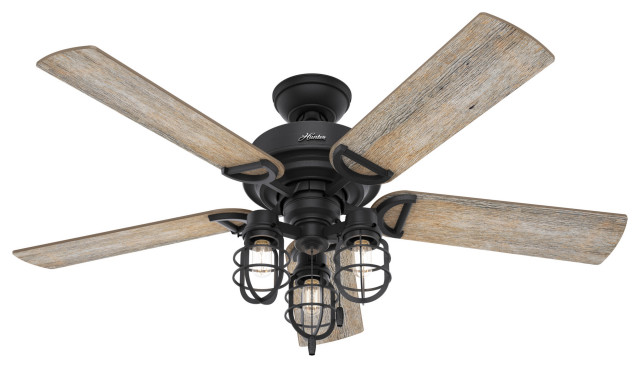 Hunter 52 Starklake Natural Iron, Beach Style Ceiling Fans With Lights