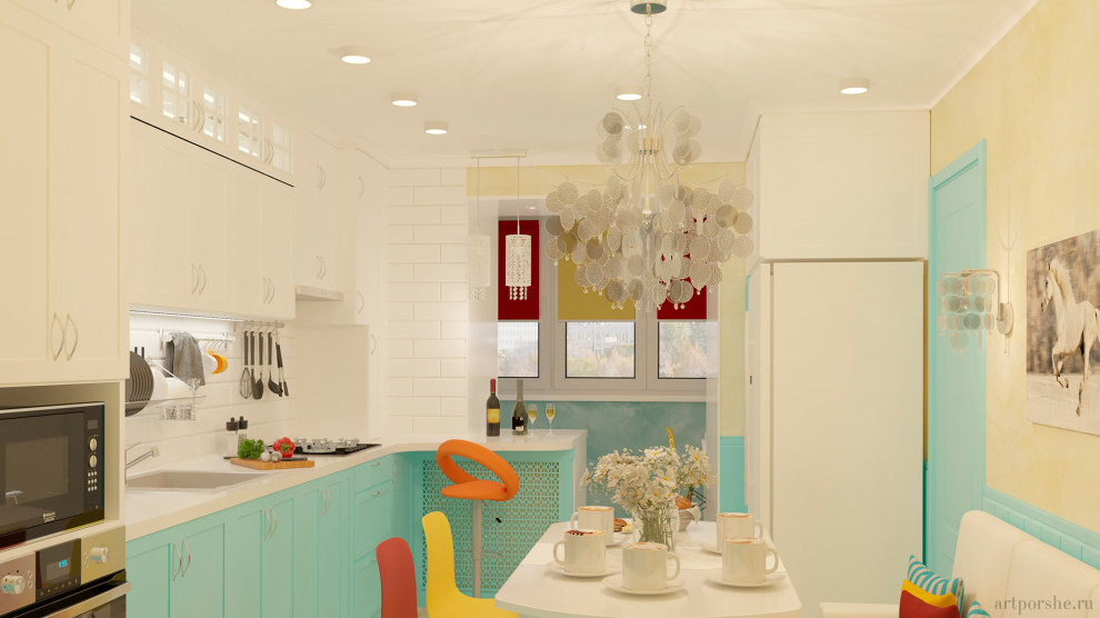 Дизайн-проект кухни в стиле современный Прованс