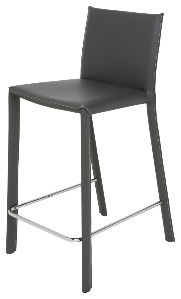 Bridget Dark Grey Leather Counter Stool Contemporary Bar Stools And Counter Stools by