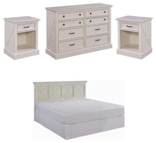 Home Square 4Piece Set with 2 Nightstands & Dresser & King Headboard