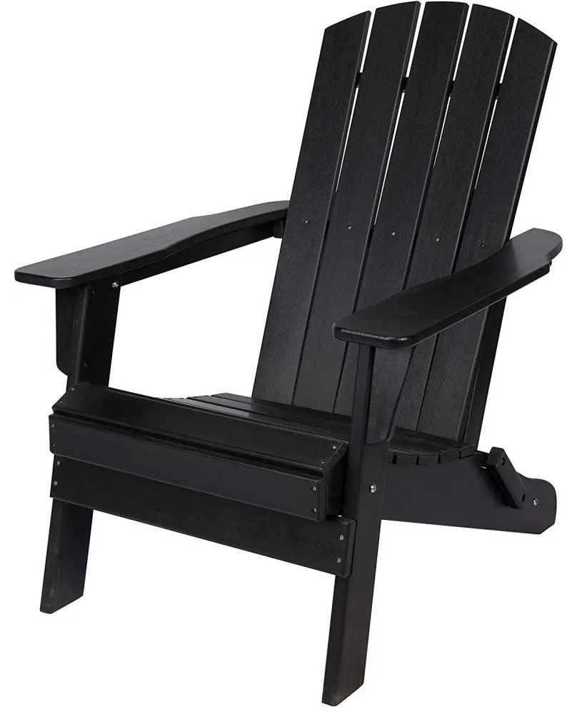Folding Adirondack Chair, Weatherproof HDPE Construction With Wide Arms