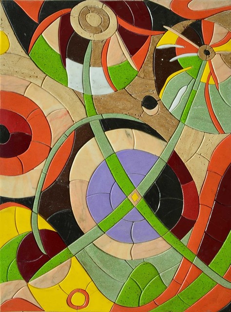 Abstract Mosaic Art, Circular Designs, 30"x39"