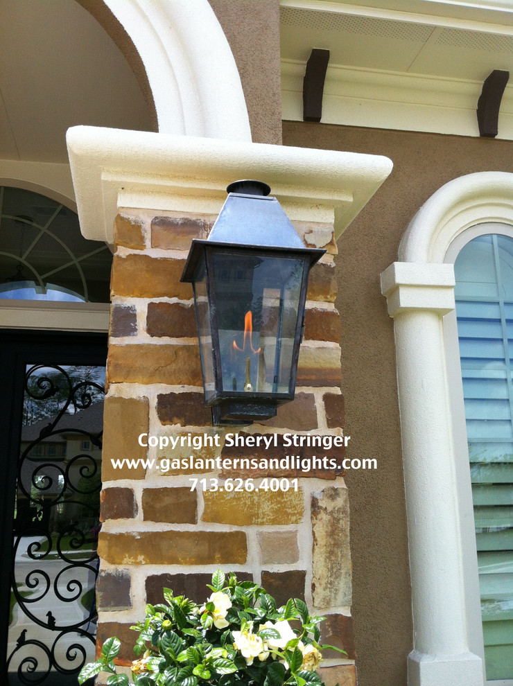 Sheryl's Plantation Style Gas Lantern with Dark Patina Finish