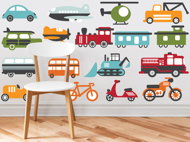 Sunny Decals Set Of 6 Robot Fabric Wall Decals - Large, Reusable, Repositionable, Non-Toxic, Made In USA