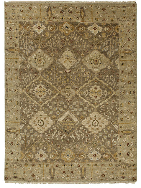 Hand-Knotted Oriental Pattern Wool Gray/Green Area Rug ( 8x10 )
