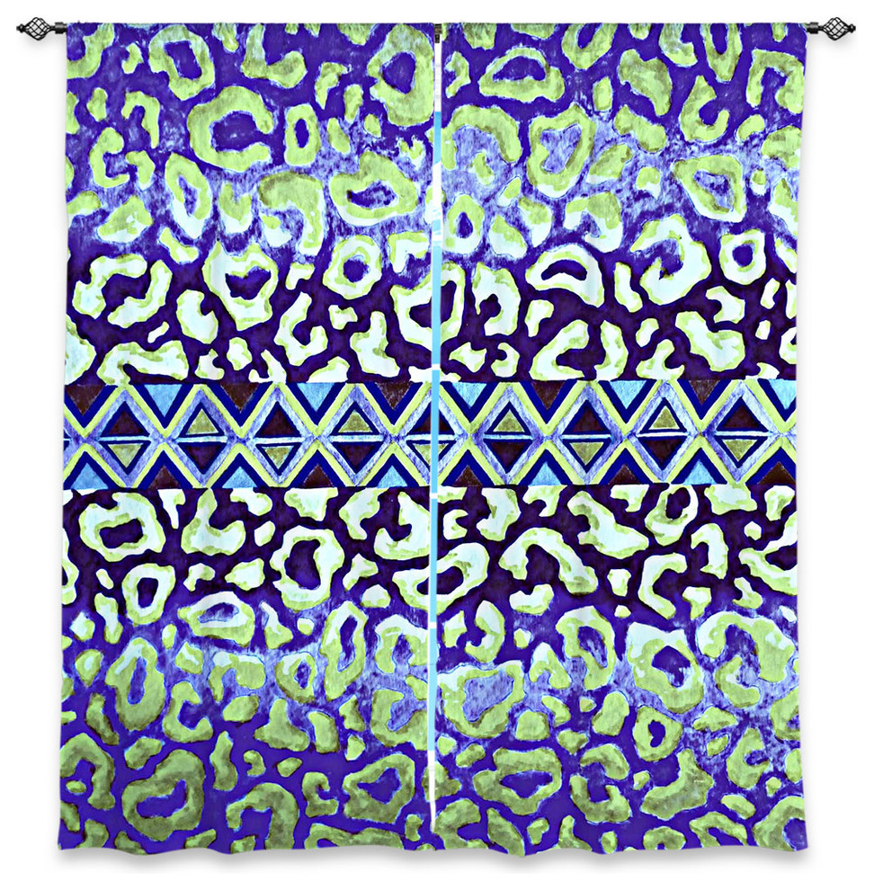 Leopard Trail Blue Window Curtains, 40"x61", Lined