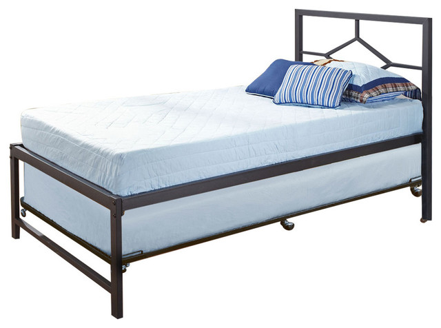 Tiverton Daybed Bed Frame With Roll Out, Twin Size Black Metal Roll Out Trundle Bed Frame For Daybed