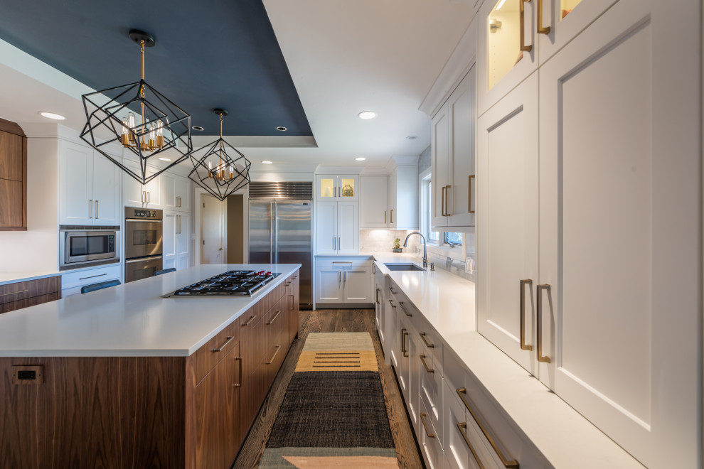 Example of a transitional kitchen design in Denver