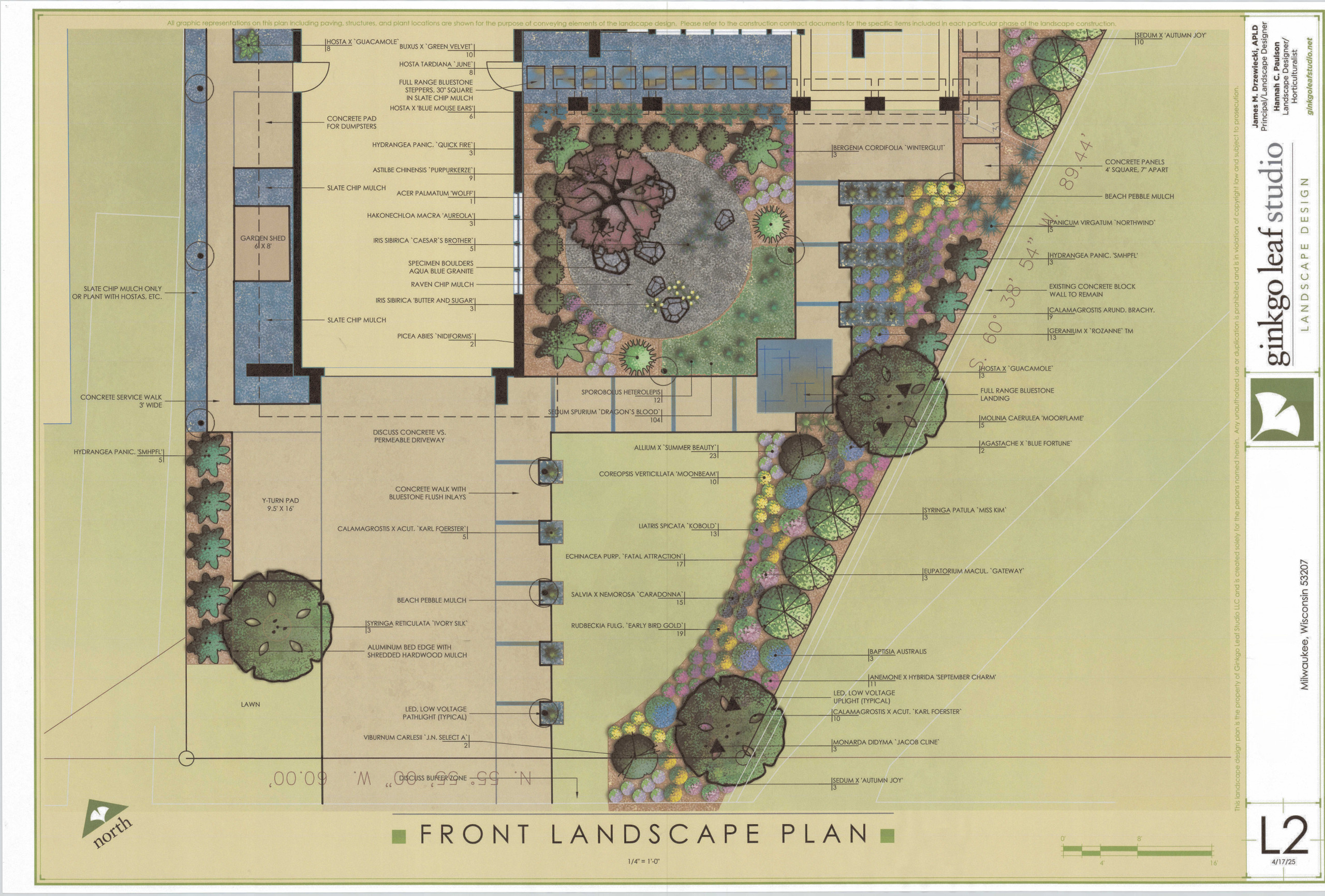 Prairie Style Front + Backyard Landscape - Milwaukee, WI