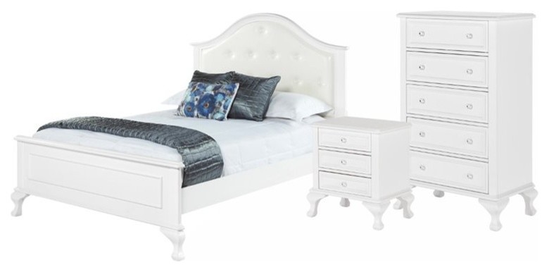 Picket House Furnishings Jenna 3 Piece Full Kids Bedroom Set in White