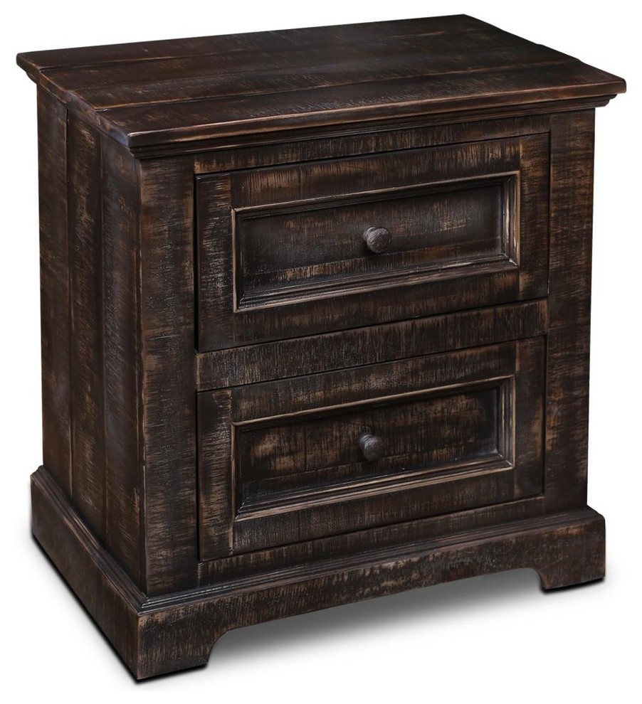 Onyx 2-Drawer Rustic End Table/Nightstand