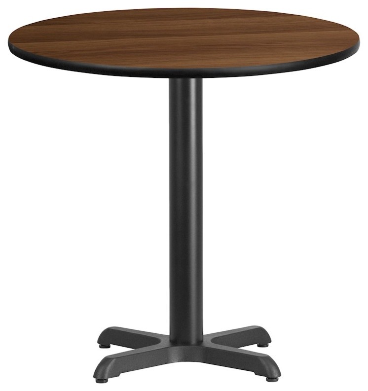 30" Round Walnut Laminate Table Top With Table Height Base Contemporary Table Tops And Bases