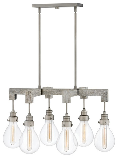 Hinkley Lighting Denton 6 Light Linear Chandelier, Pewter, 3268PW