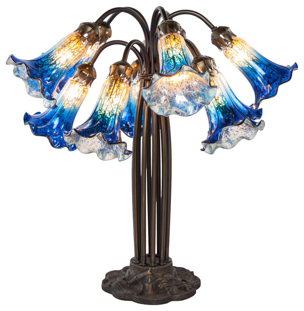 21" Mercury Glass 10Lily Downlight Table Lamp Traditional Table