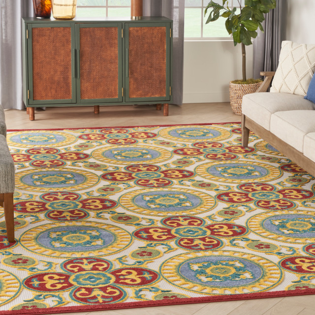 Nourison Home 7'x10' Aloha Red MultiColor Area Rug, 7'x10