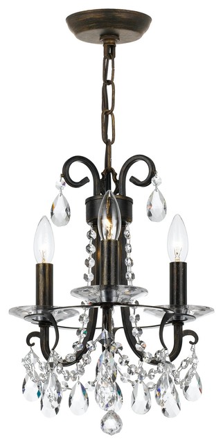 Crystorama Othello 3 Light Clear Crystal English Bronze Mini Chandelier