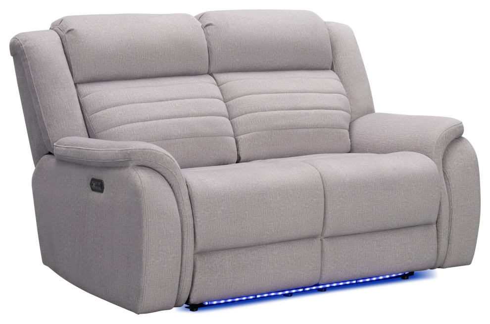 Power Reclining Loveseat With Heat + Massage, Gray