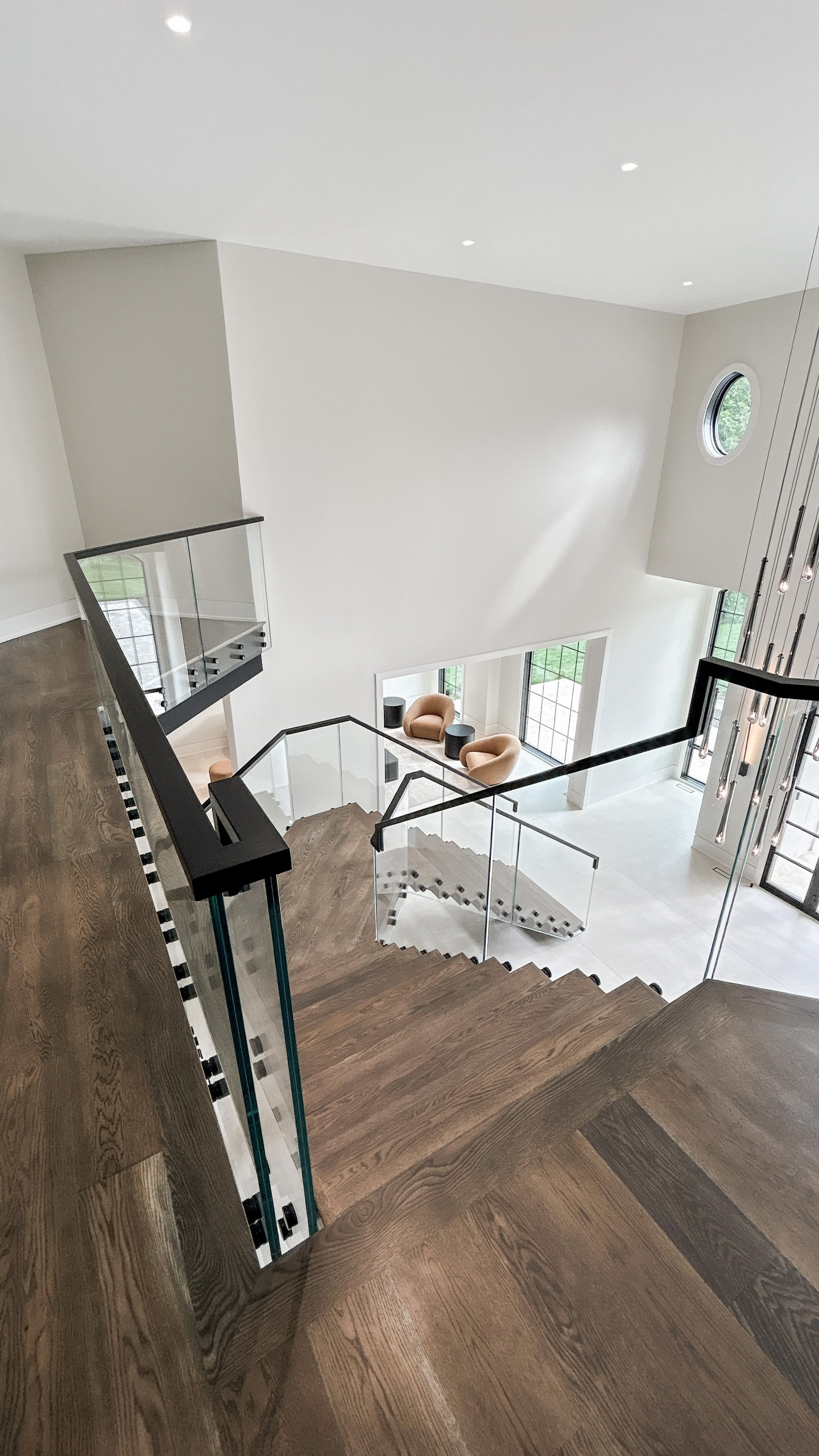 Project #159 | Modern Foyer Stair with Stand-off Glass Railing