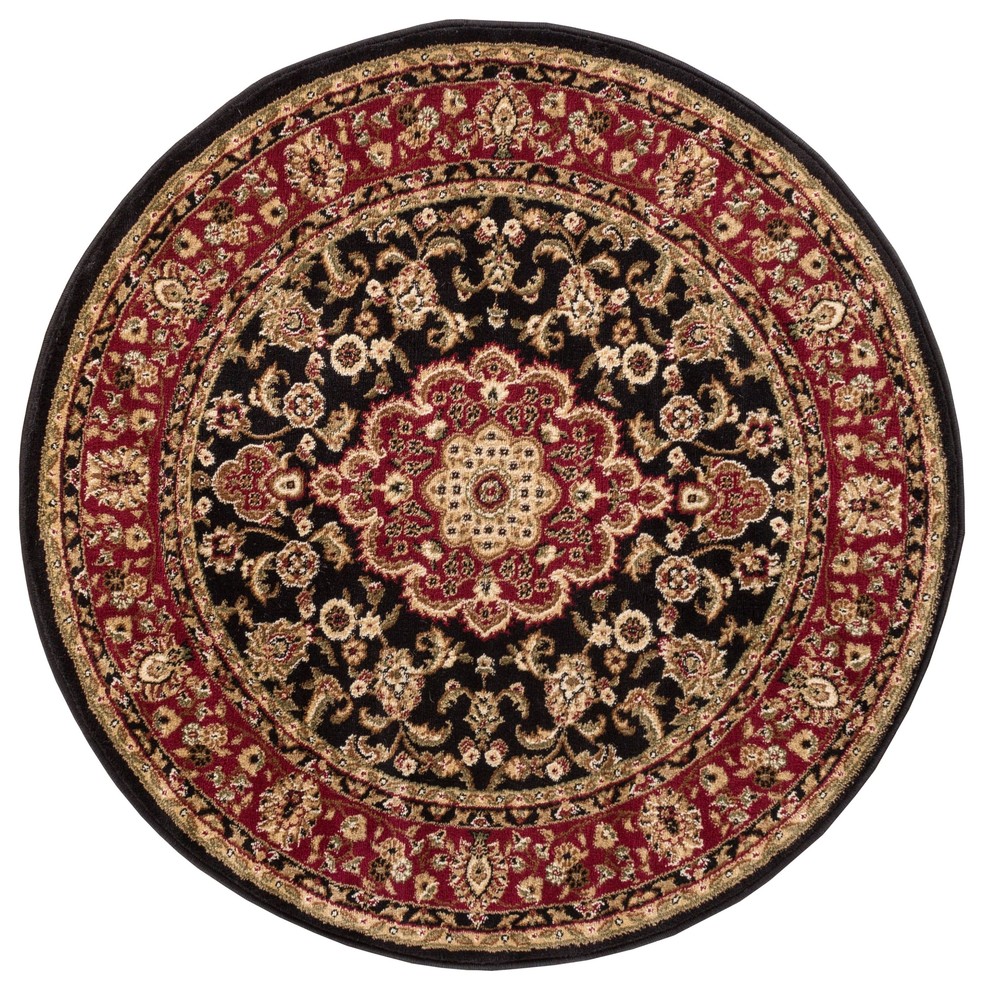 Noble Medallion Black Oriental Area Rug Traditional Persian Floral