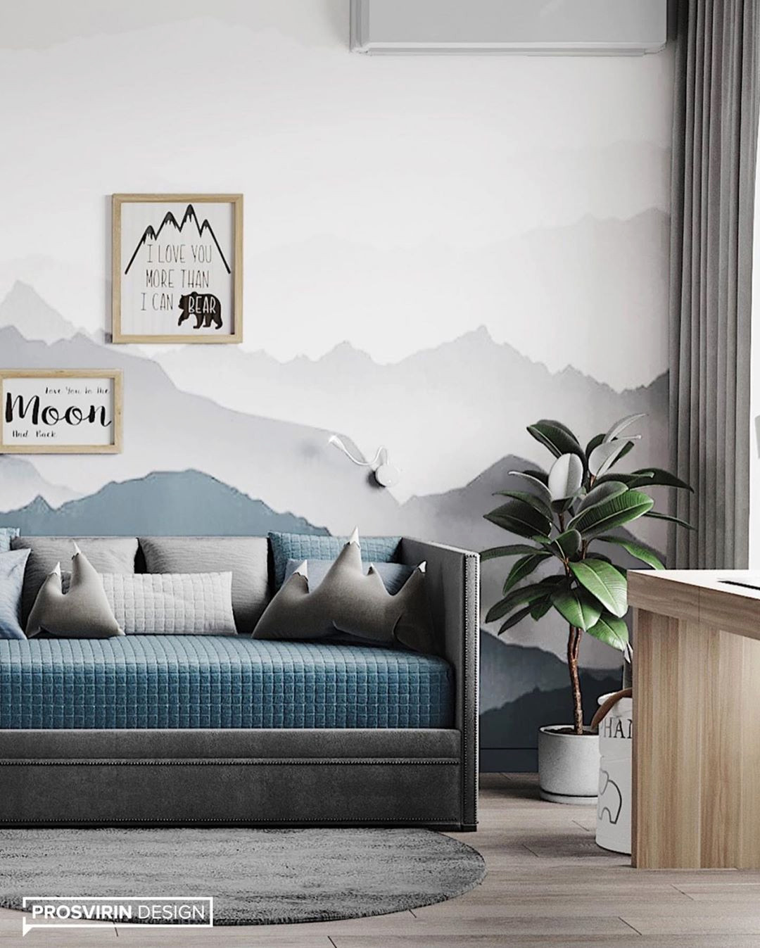 Нордическая детская с объемным рисунком на стенах от Alltowall