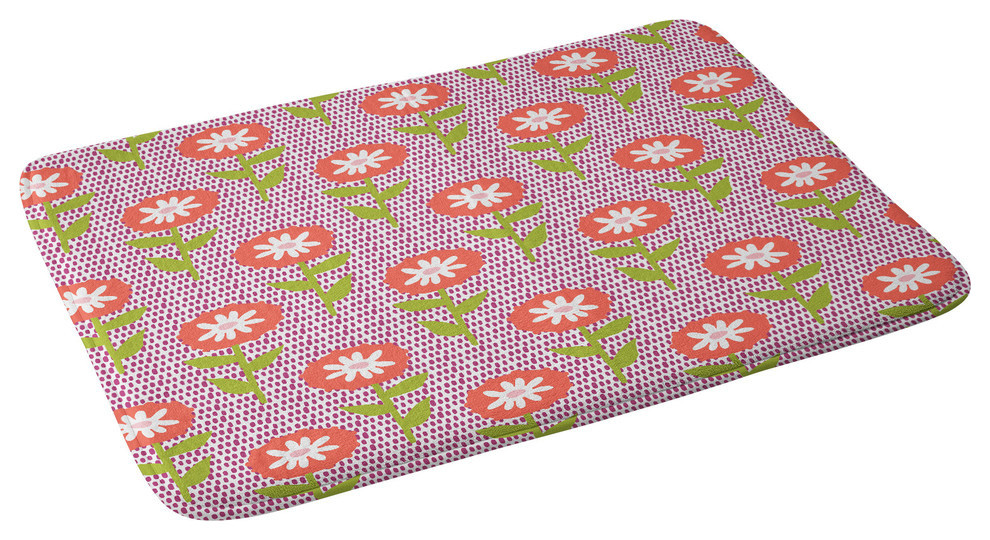 Zoe Wodarz Dotty Floral Memory Foam Bath Mat, 34"x21" Contemporary