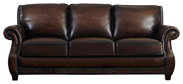 Luke Hand-Antiqued Leather Sofa