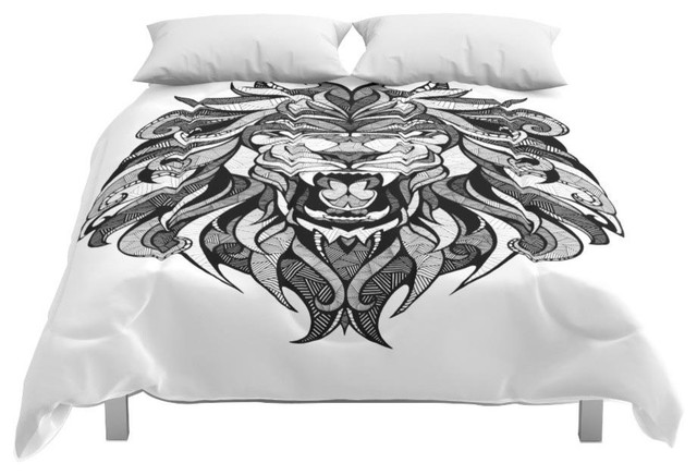 Society6 Angry Lion Drawing Comforter Contemporary Comforters