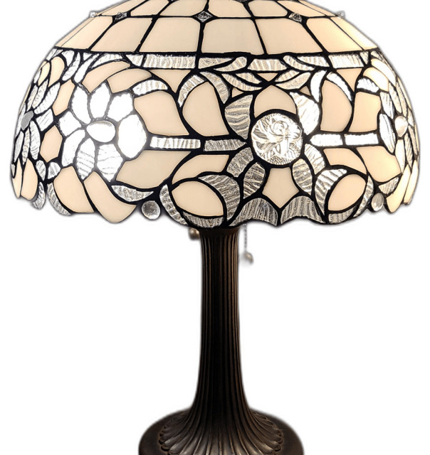 23" Stained Glass Two Light Jeweled Vintage Accent Table Lamp