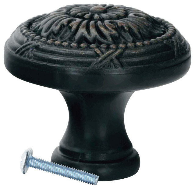 Royal Floral Brushed Oil Rubbed Bronze Cabinet Hardware Knob 1 1