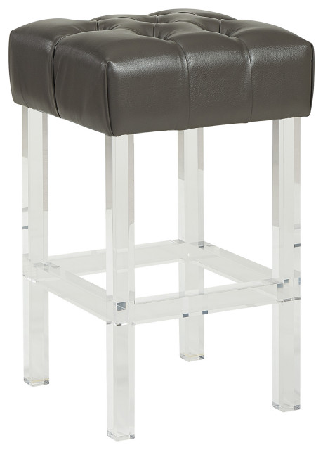Acrylic Backless Counter Stools Top, Leather Bar Stools Counter Height Backless
