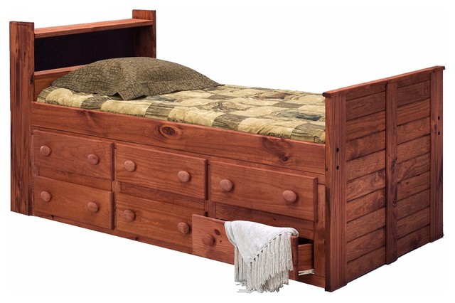 Duke Twin Bookcase Captains Bed, Twin Bed Frame With Storage Drawers Solid Wood Captains